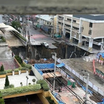 ဘန်ကောက်မှာ မြေပြိုမှုကြောင့် တွင်းနက်ကြီးတစ်ခုဖြစ်ပွားခဲ့