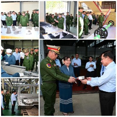 ပန်းတောင်းရှိ ကပစ စက်ရုံများ မကျစေရေး မင်းအောင်လှိုင် ကိုယ်တိုင် မြေပြင်ကွင်းဆင်း