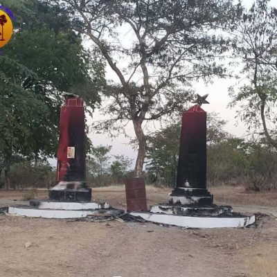 မြိုင်တွင် ကျဆုံး PDFရဲဘော် ၂ ဦး၏ ကျောက်တိုင်နှင့် စစ်ရှောင်ဘုန်းကြီးကျောင်းကို စစ်တပ် မီးရှို့