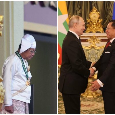 နိုင်ငံတော်ကာကွယ်ရေး ပြည်ပအမှီအခိုကင်းမဲ့စွာ ဖော်ဆောင်မည်ဟု တရုတ်နှင့် ရုရှားနိုင်ငံကို အားကိုးနေသည့် မင်းအောင်လှိုင်ပြောကြား