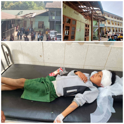 ဖားကန့်မြို့ပေါ် အထက်တန်းကျောင်းထဲသို့ လက်နက်ကြီးကျ၊၁၀နှစ်အရွယ် ကျောင်းသူ/သား၂ဦး ဒဏ်ရာရ