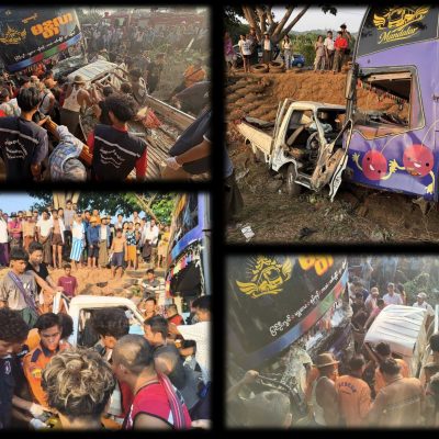သထုံတွင် ခရီးသည်တင်ယာဉ်နှင့် လိုက်ထရပ် မျက်နှာချင်းဆိုင်တိုက်၊ သံဃာ ၈ ပါးနှင့် ကျား ၃ ဦး သေဆုံး