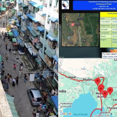 ရန်ကုန်၊ မန္တလေး၊ စစ်ကိုင်းတို့တွင် ငလျင်လှုပ်