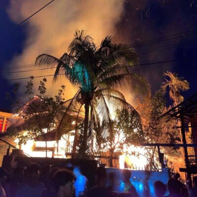 ရေးတွင် ဂက်စ်အိုးပေါက်ပြီး မီးလောင်၊ ၂ထပ်အိမ်တစ်လုံး ပြာကျ